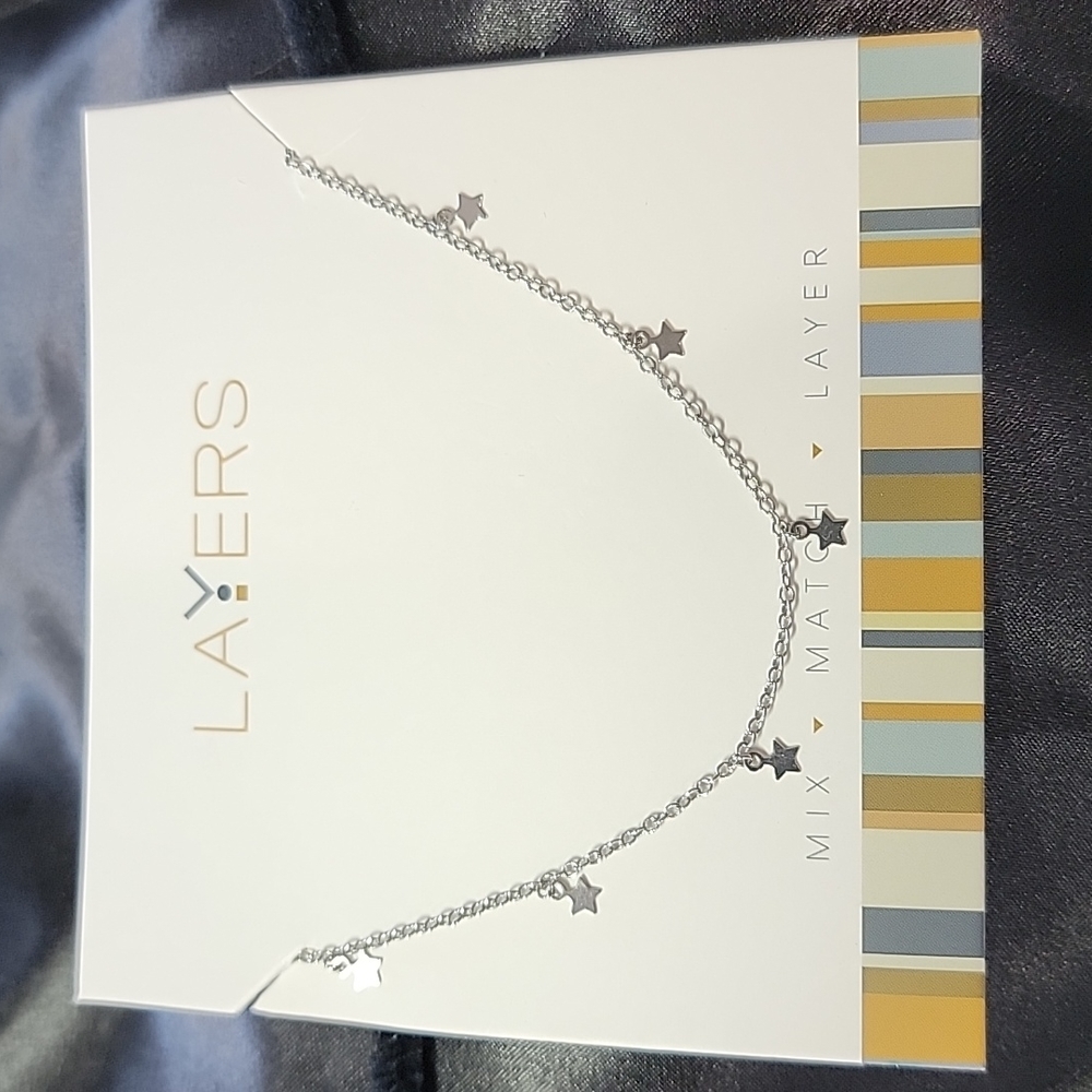 Layers mix and match jewelry necklace. Small stars. 13 in to 34 in